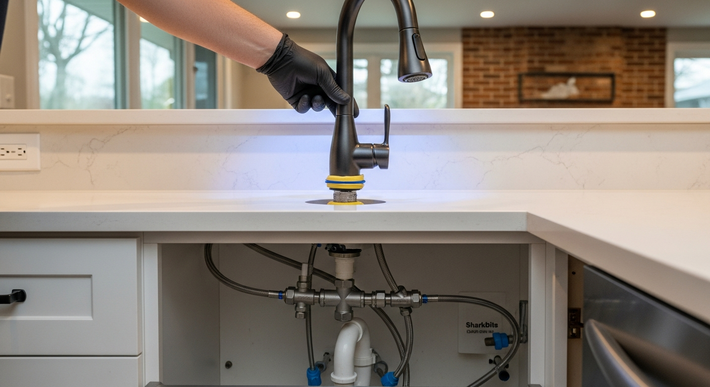 Detail view of a faucet installation & repair job finished in Scarborough — expert craftsmanship