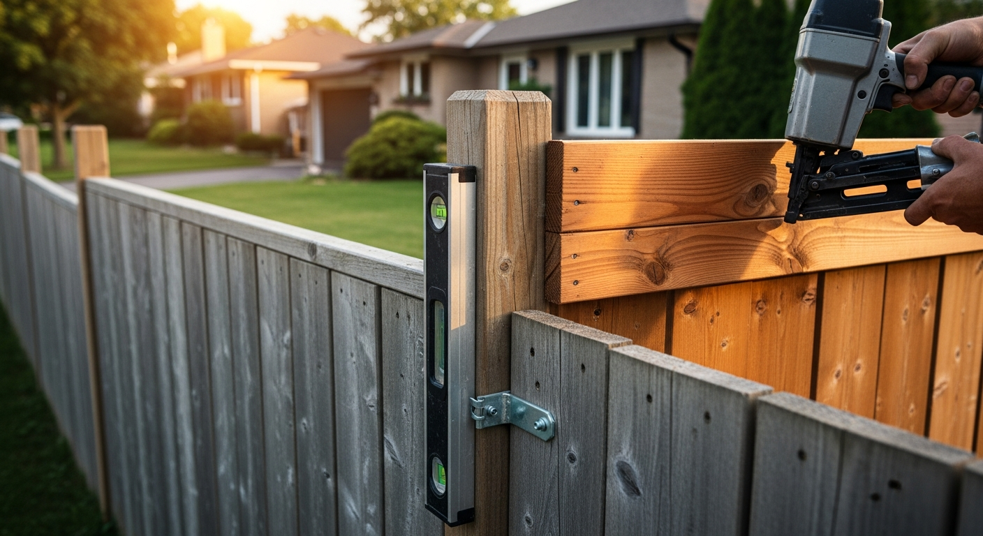 Recently completed fence repair & installation renovation in a Mississauga home