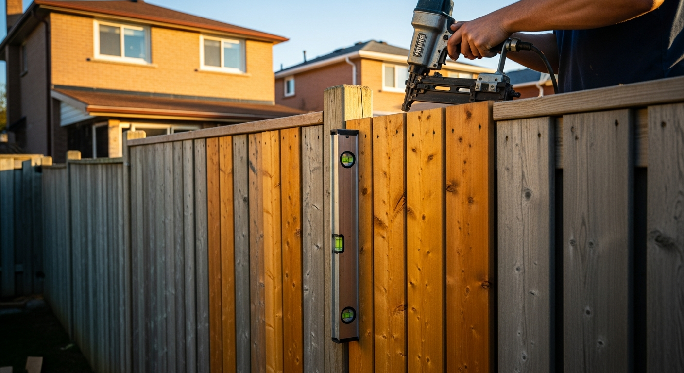 Detail view of a fence repair & installation job finished in Pickering — expert craftsmanship