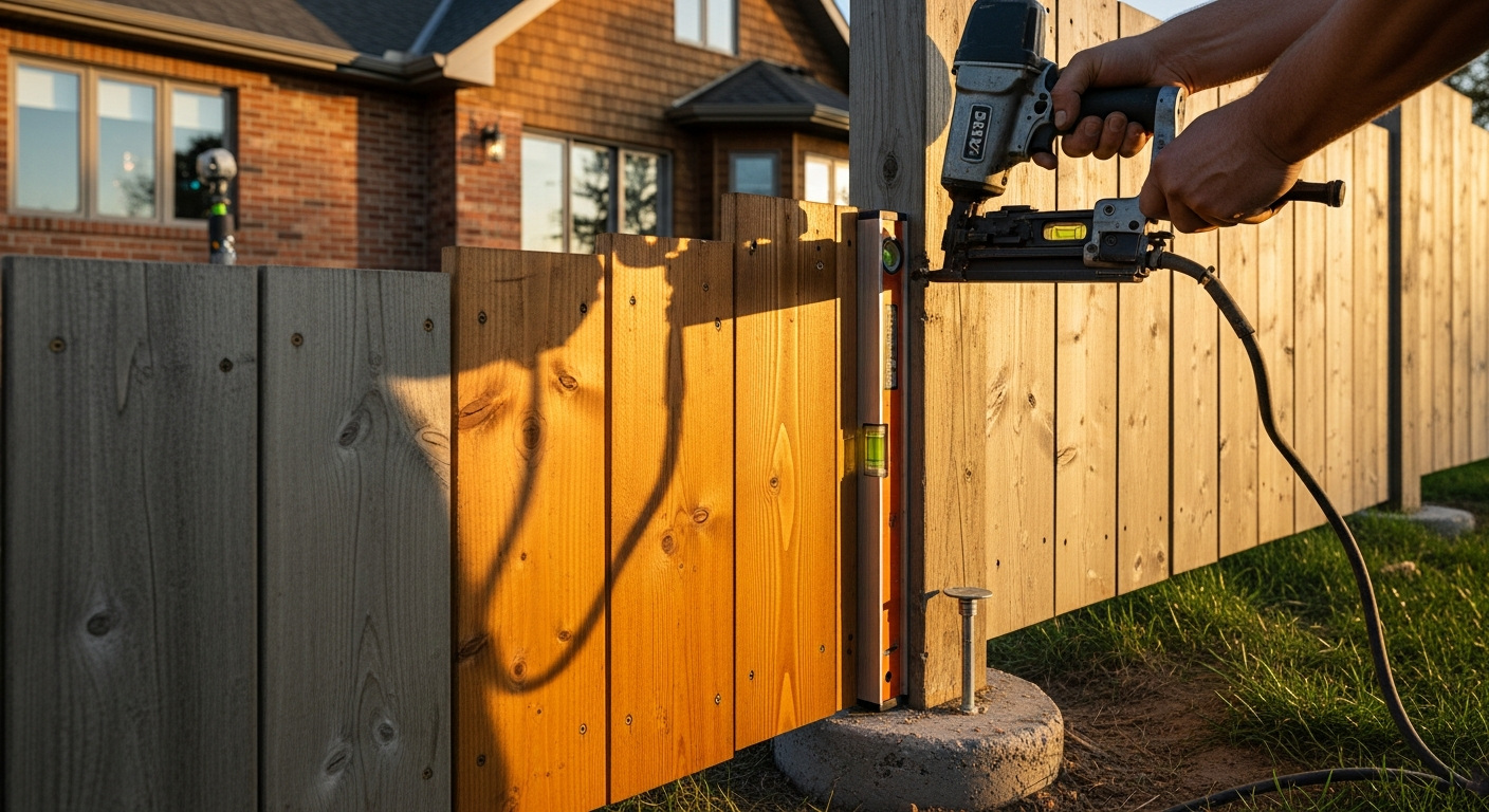 Close-up of professional fence repair & installation work delivered in Scugog