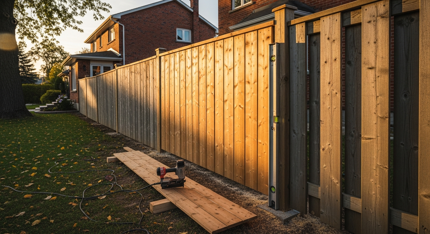 Editorial detail of a Uxbridge fence repair & installation install — visible quality finish