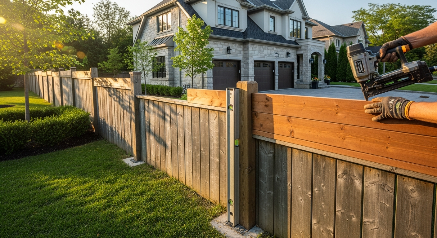 Editorial detail of a Vaughan fence repair & installation install — visible quality finish