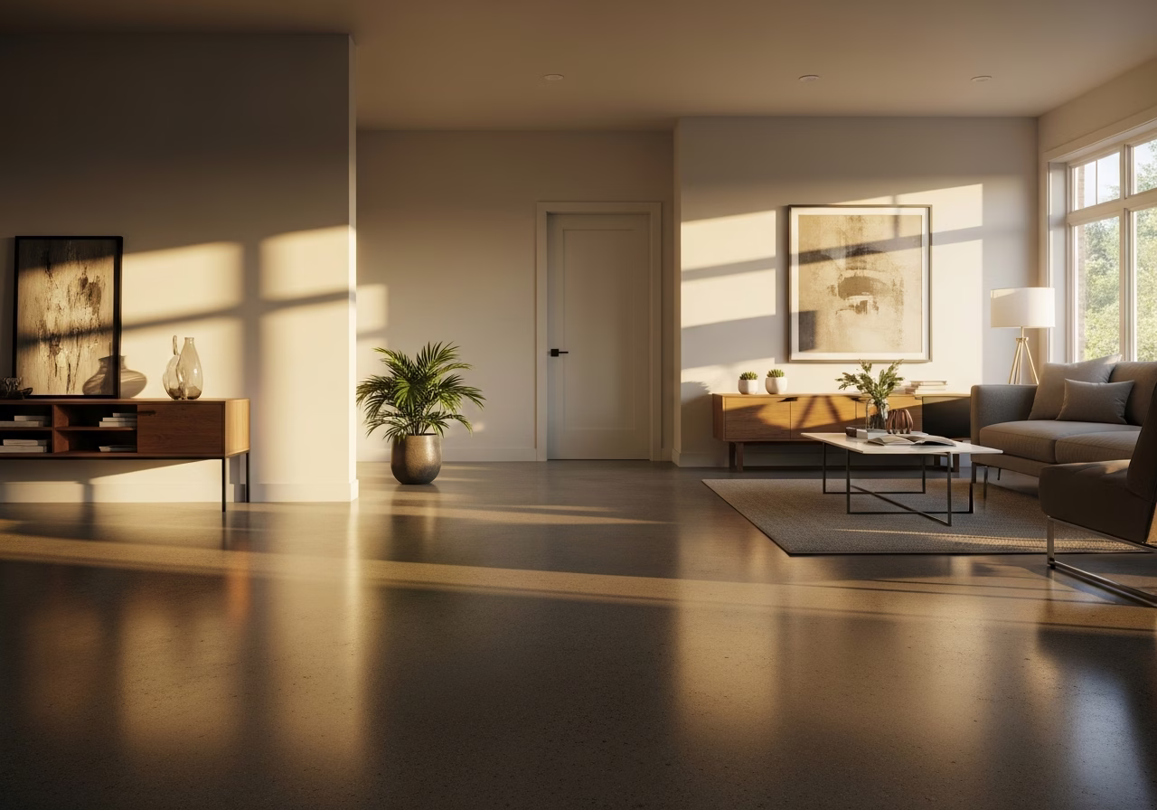 Completed Polished Concrete Floor in Toronto/GTA home