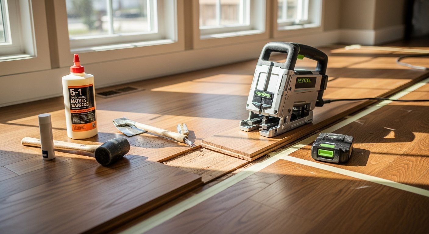 Close-up of professional floor repair services work delivered in Richmond Hill