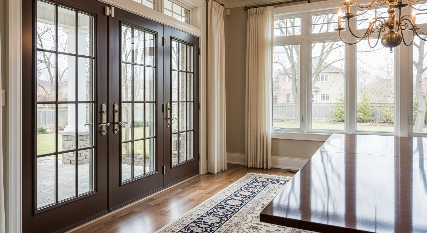 French Door Installation portfolio close-up from a Newmarket renovation by RenoHouse