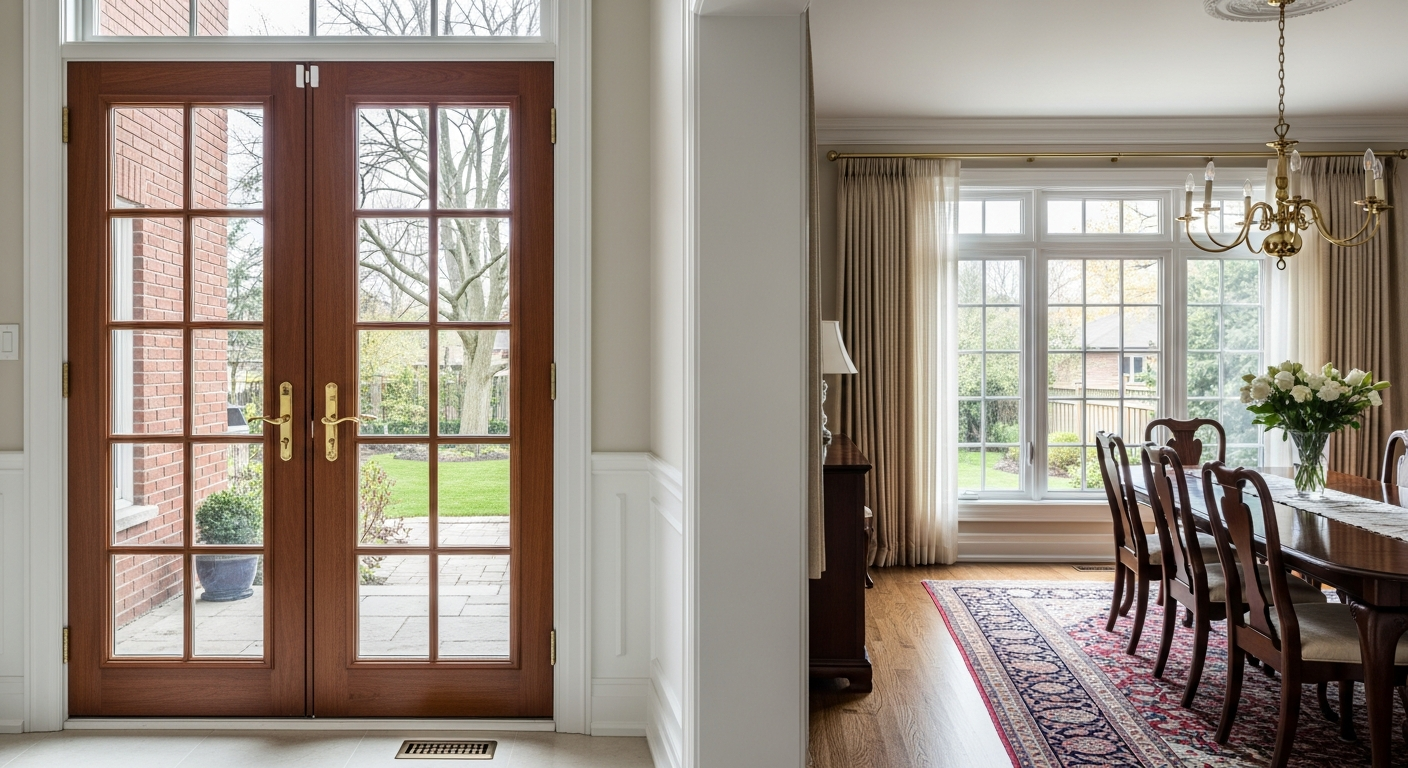 French Door Installation portfolio close-up from a Pickering renovation by RenoHouse