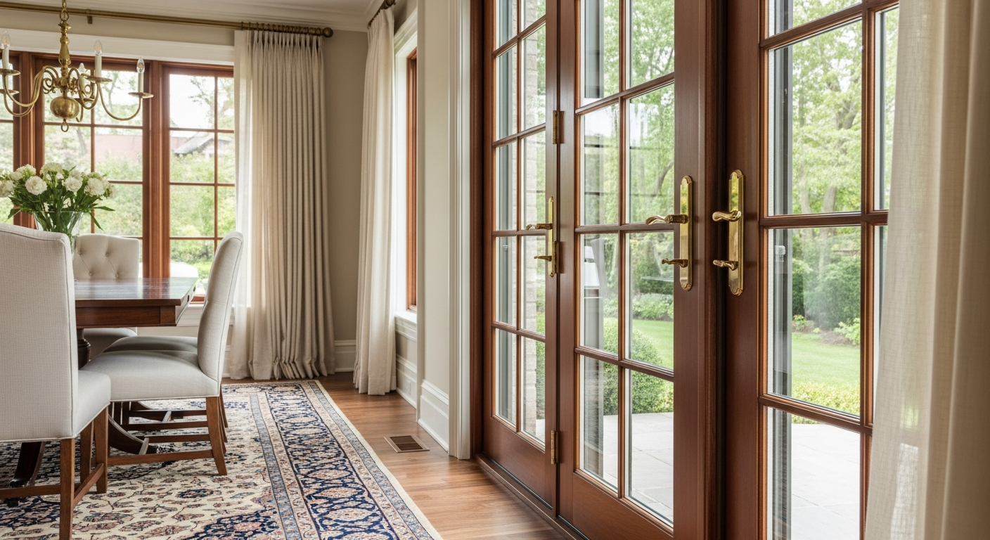 Completed french door installation work showcasing finishing details in Vaughan