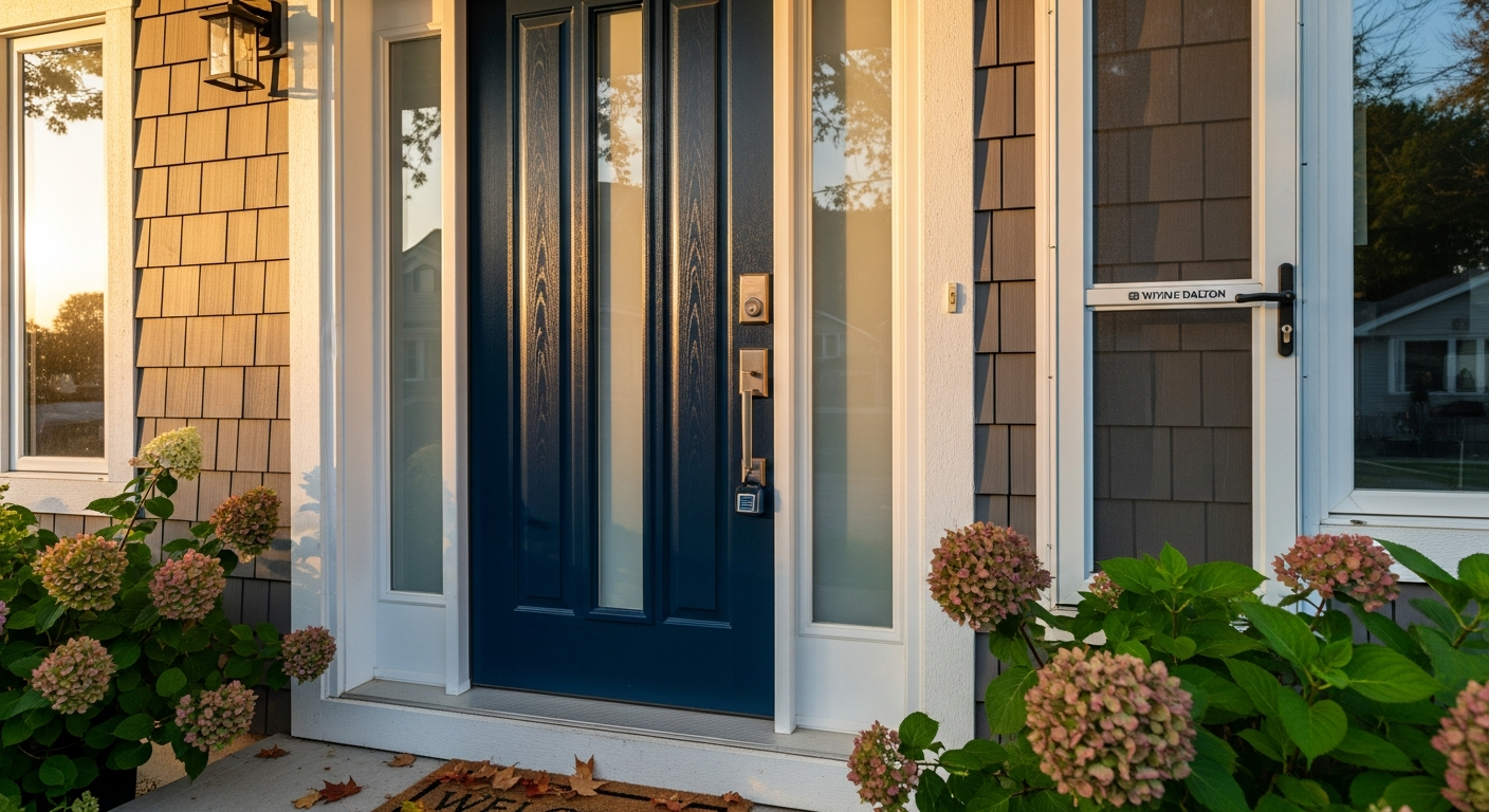 Recent Georgina-area front door replacement project — professional finish detail