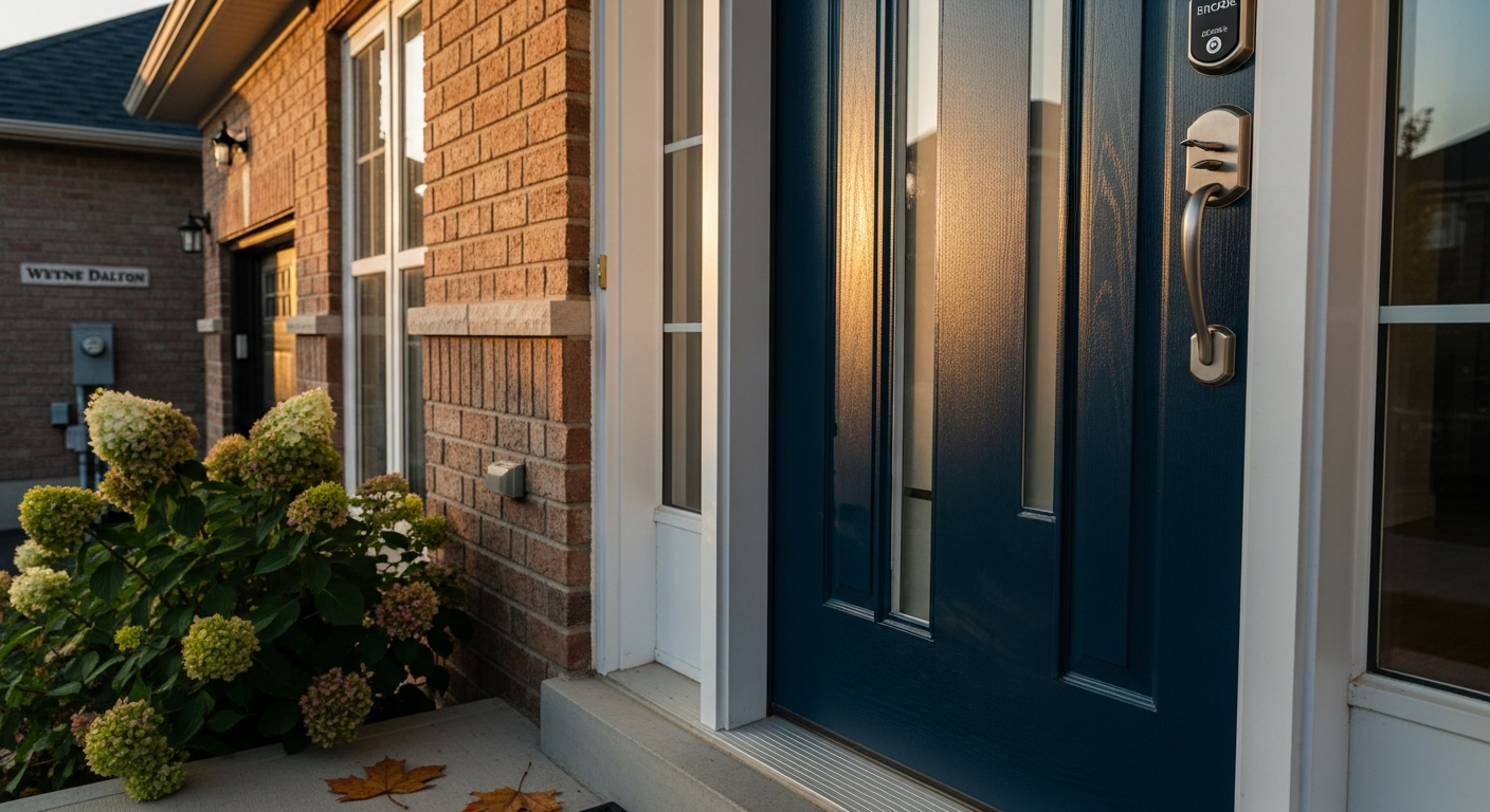 On-site front door replacement install detail at a Whitby property