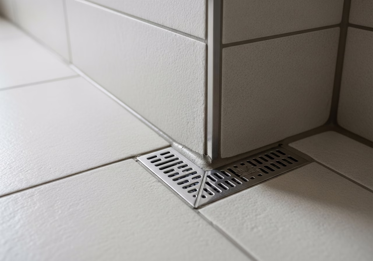 Close-up detail of professionally completed Schluter Shower System Installation