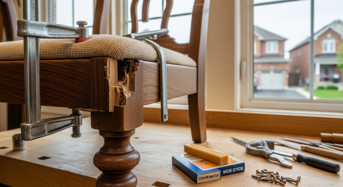 Recently completed furniture repair renovation in a Newmarket home