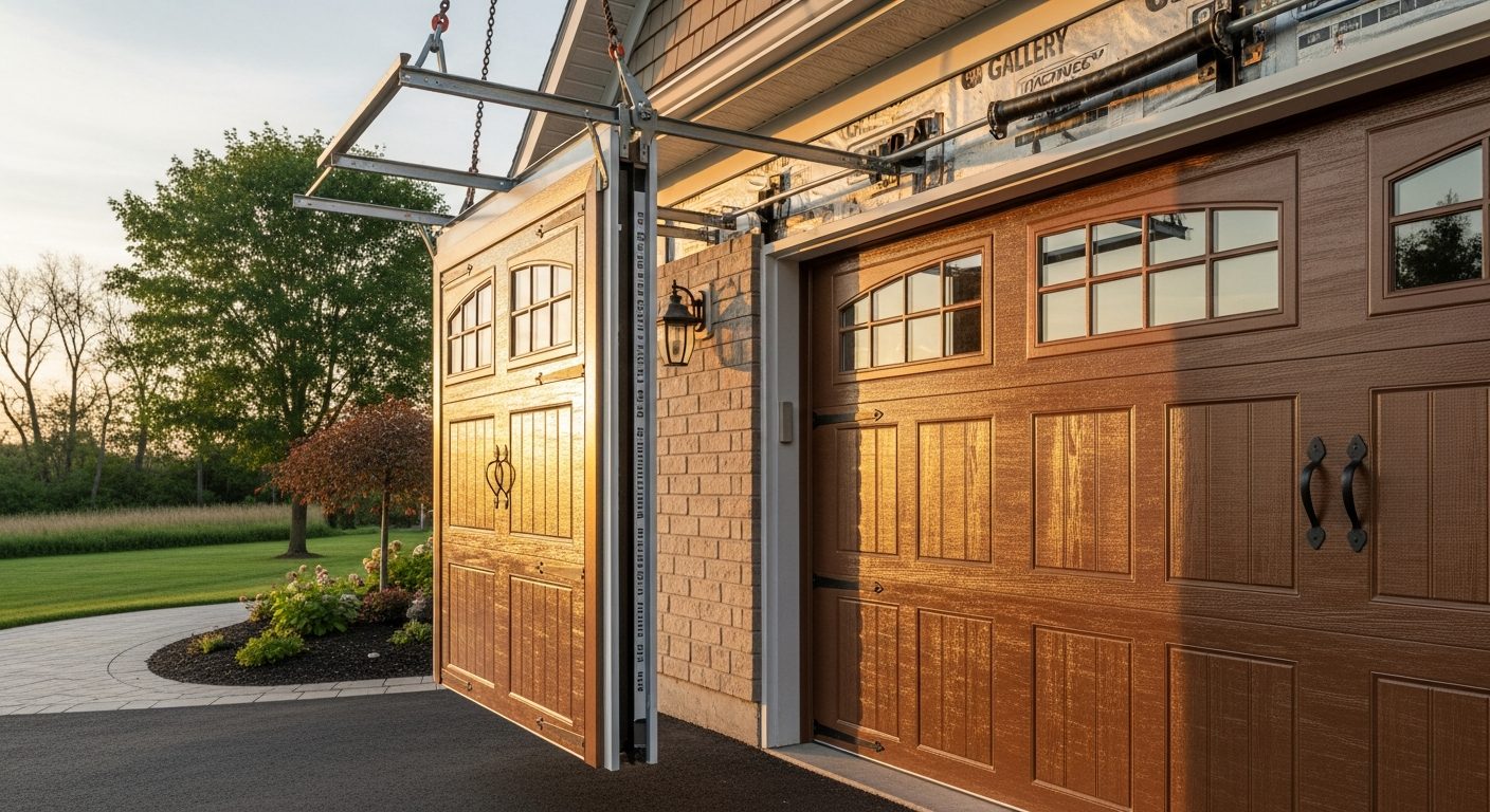 Close-up of professional garage door installation work delivered in Brock