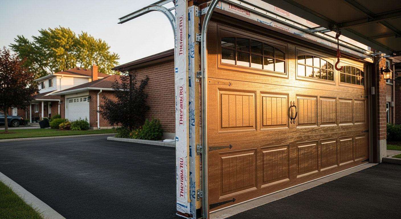 Editorial detail of a Oshawa garage door installation install — visible quality finish