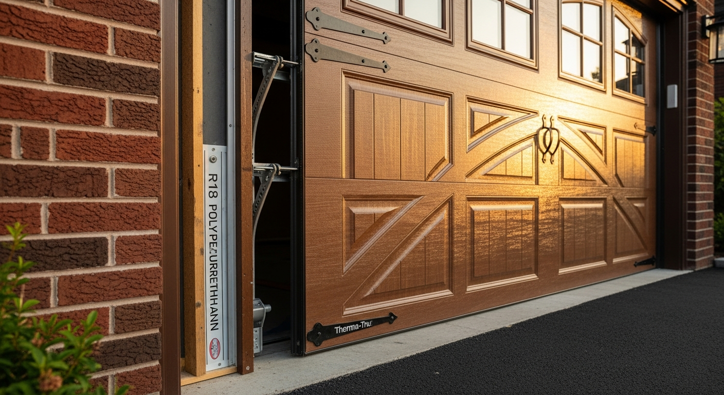 Detail view of a garage door installation job finished in Toronto — expert craftsmanship