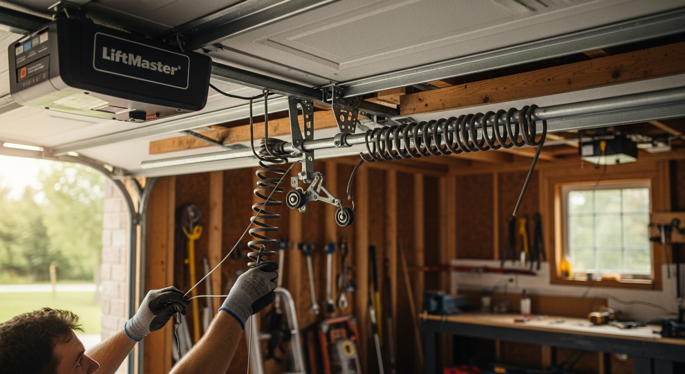 Editorial detail of a Scugog garage door repair install — visible quality finish