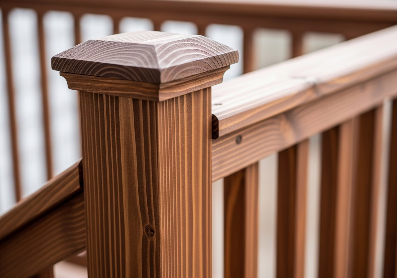 Close-up detail of professionally completed Deck Railing Replacement