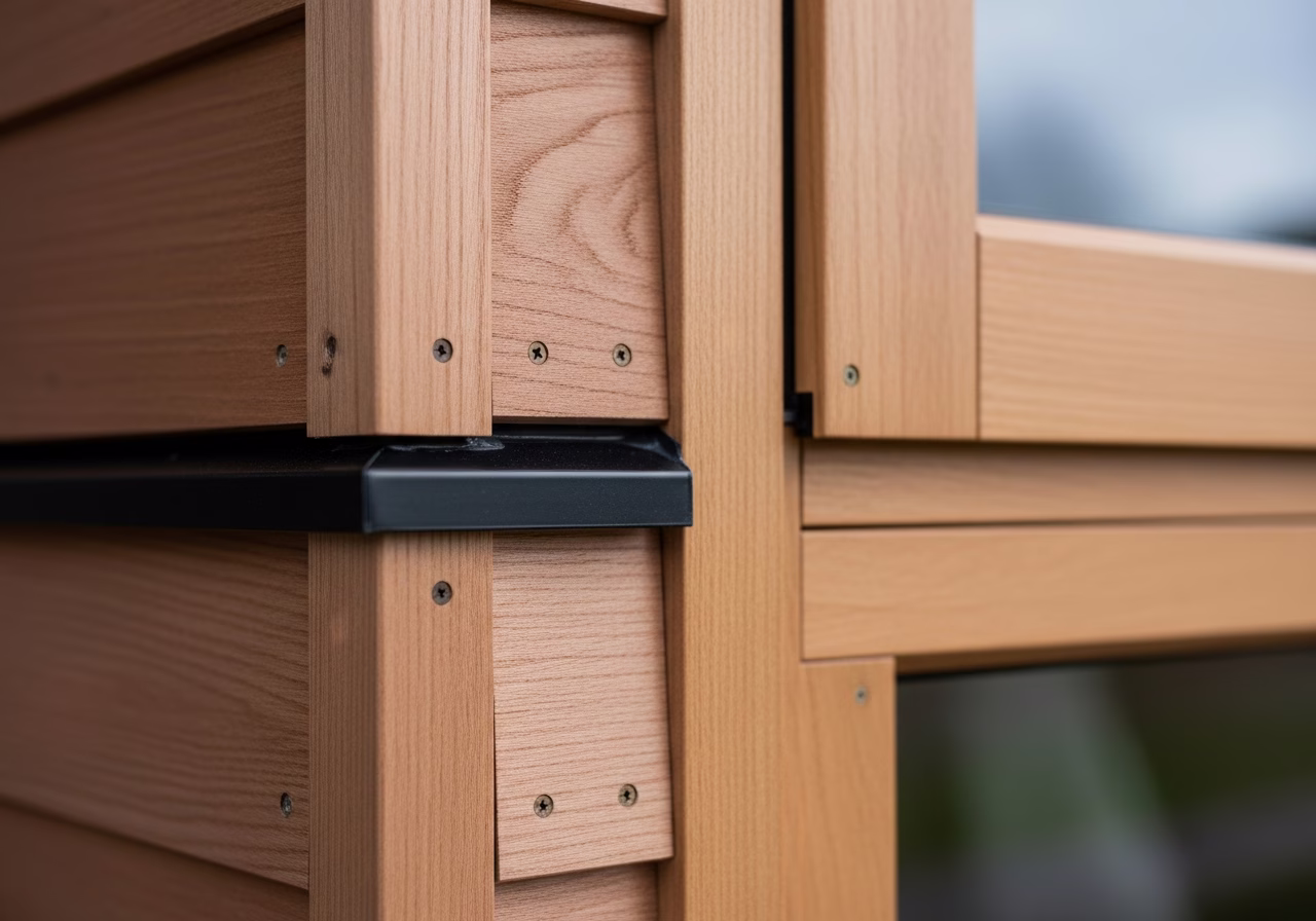 Close-up detail of professionally completed garden suite construction showing craftsmanship and finish quality