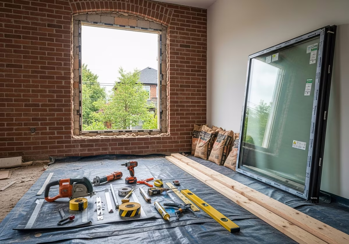 Second Egress for ARU Compliance tools and materials staged in Toronto home