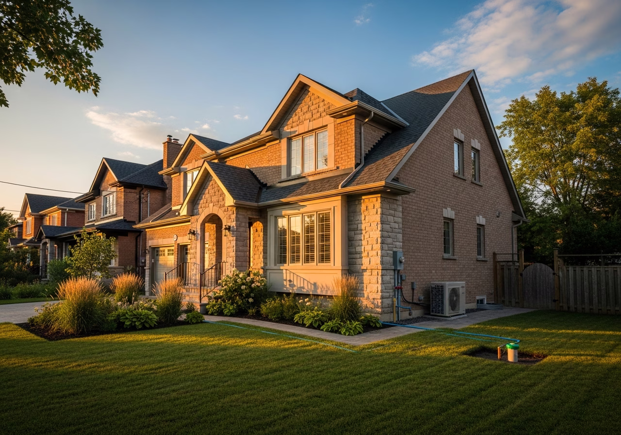 Finished geothermal heat pump installation result in a Toronto/GTA home, photographed in natural light