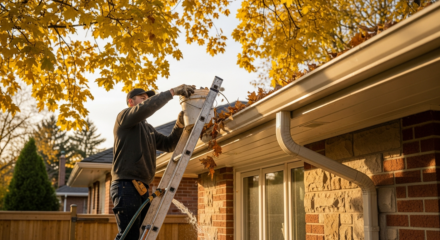 Detail view of a gutter cleaning job finished in Burlington — expert craftsmanship