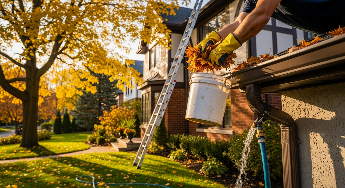 Recently completed gutter cleaning renovation in a Etobicoke home