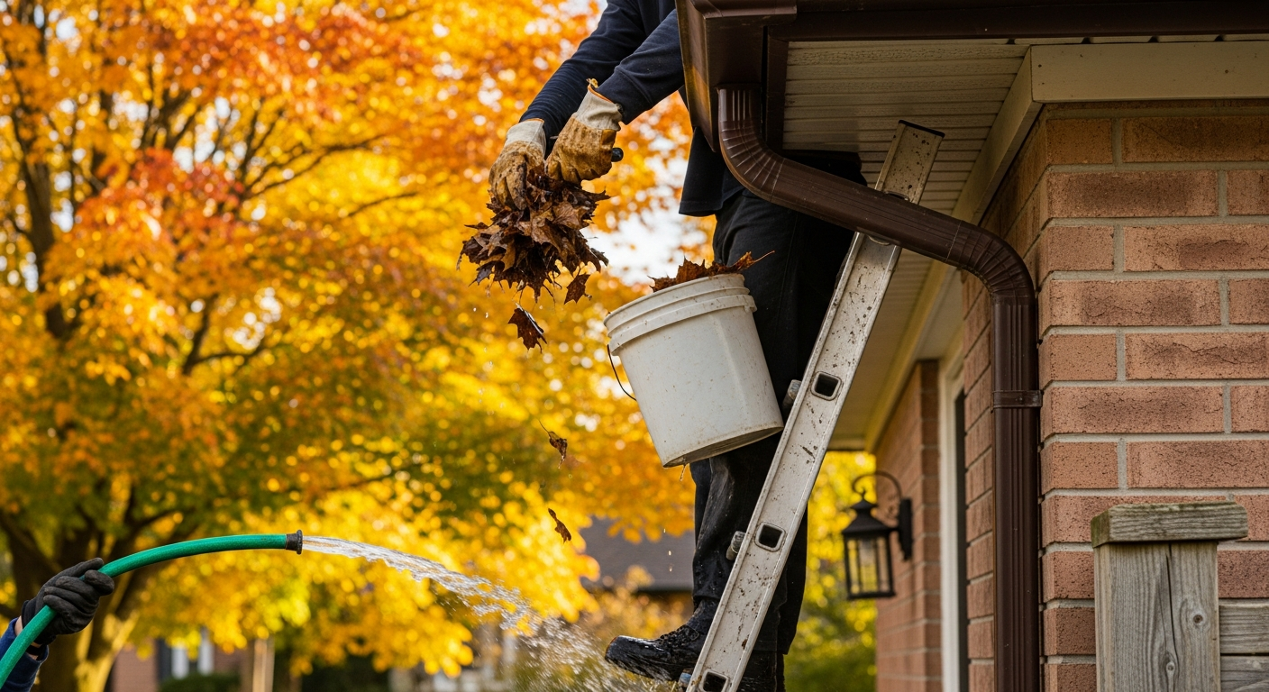 Completed gutter cleaning work showcasing finishing details in Newmarket