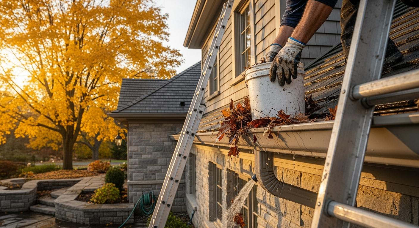 Recent Oakville-area gutter cleaning project — professional finish detail