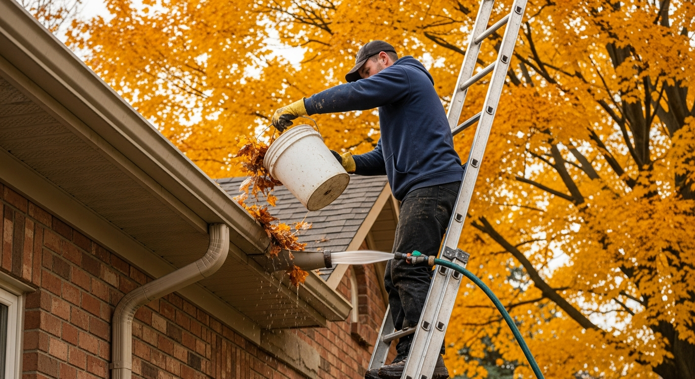 Detail view of a gutter cleaning job finished in Scugog — expert craftsmanship