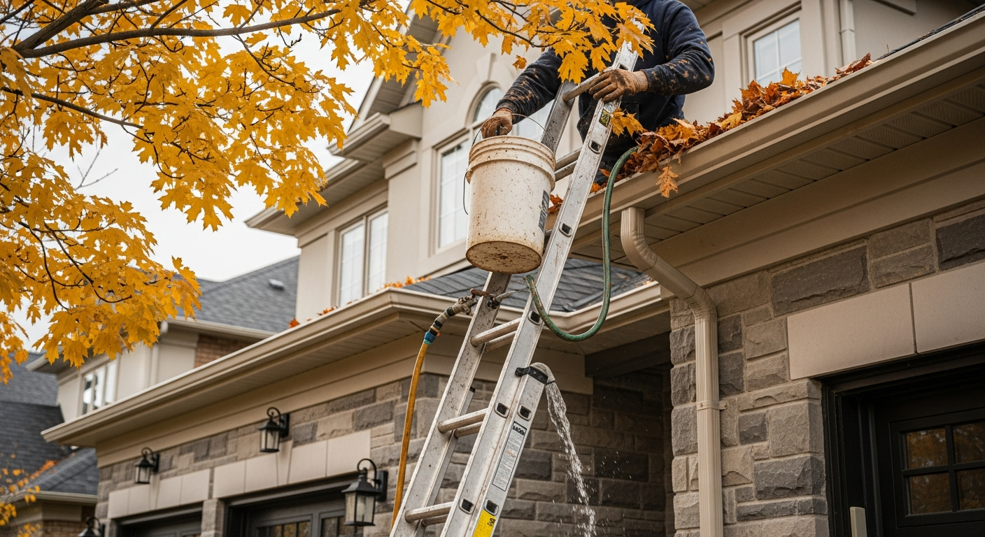Gutter Cleaning portfolio close-up from a Vaughan renovation by RenoHouse