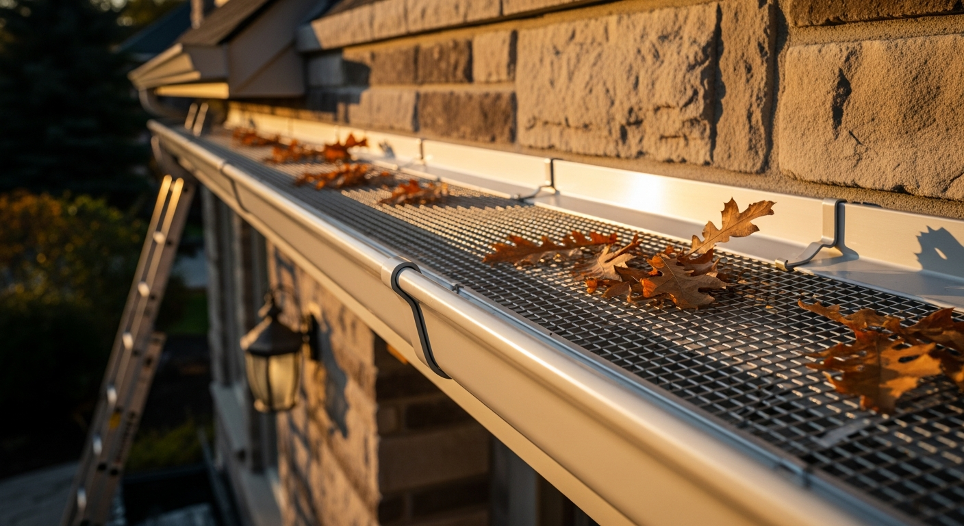 Gutter Guard Installation portfolio close-up from a Aurora renovation by RenoHouse