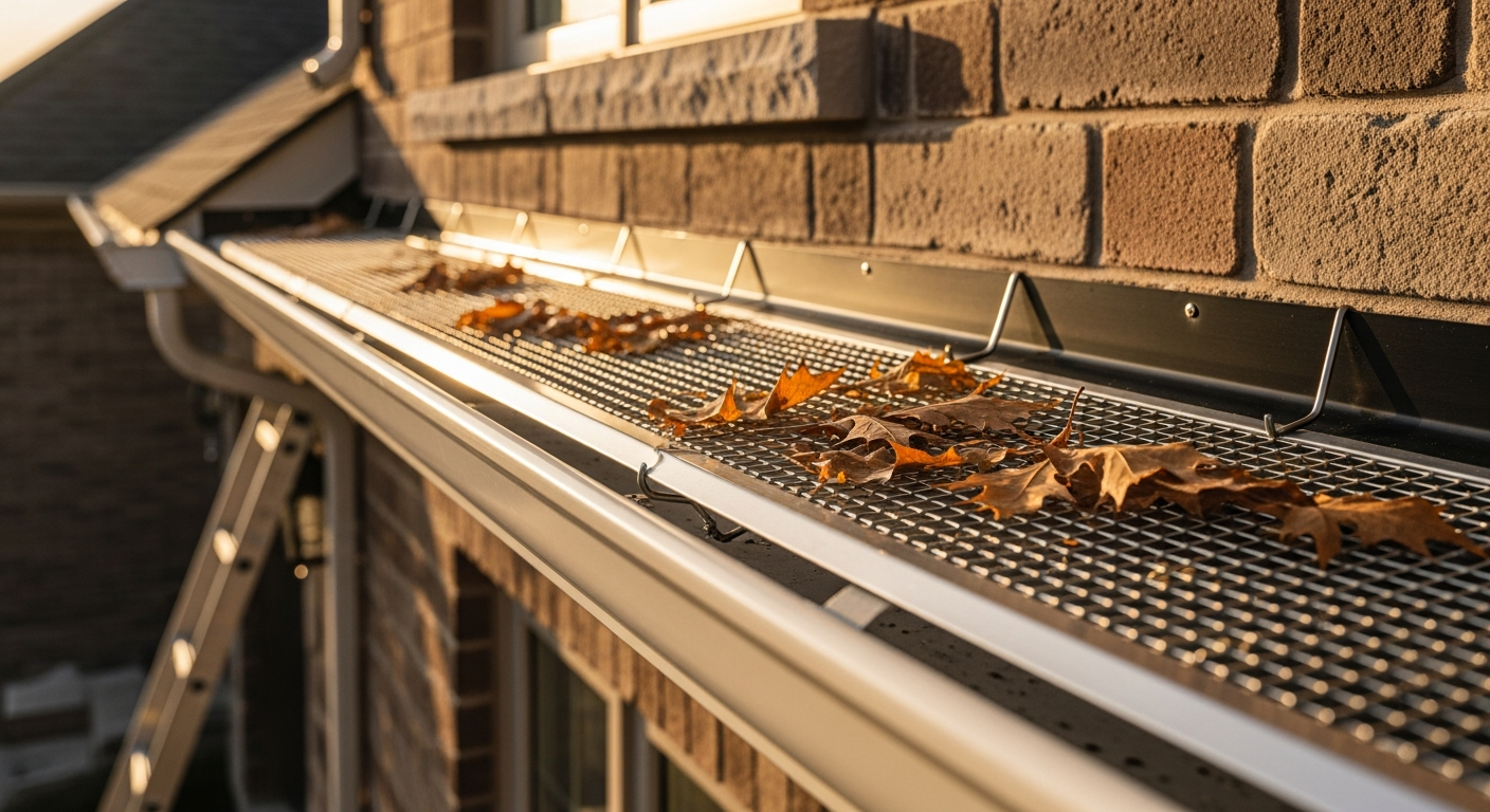 Gutter Guard Installation portfolio close-up from a East Gwillimbury renovation by RenoHouse