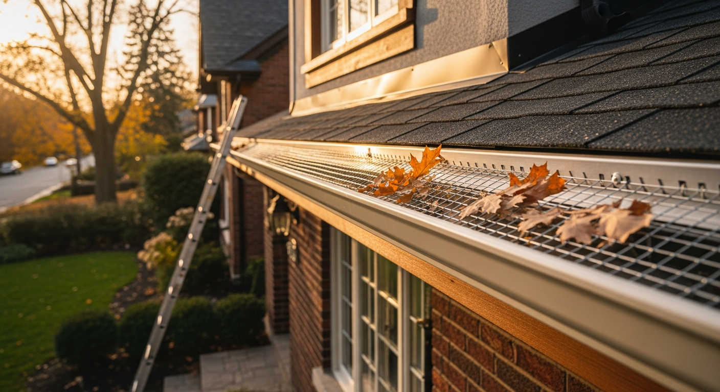 Recent Etobicoke-area gutter guard installation project — professional finish detail