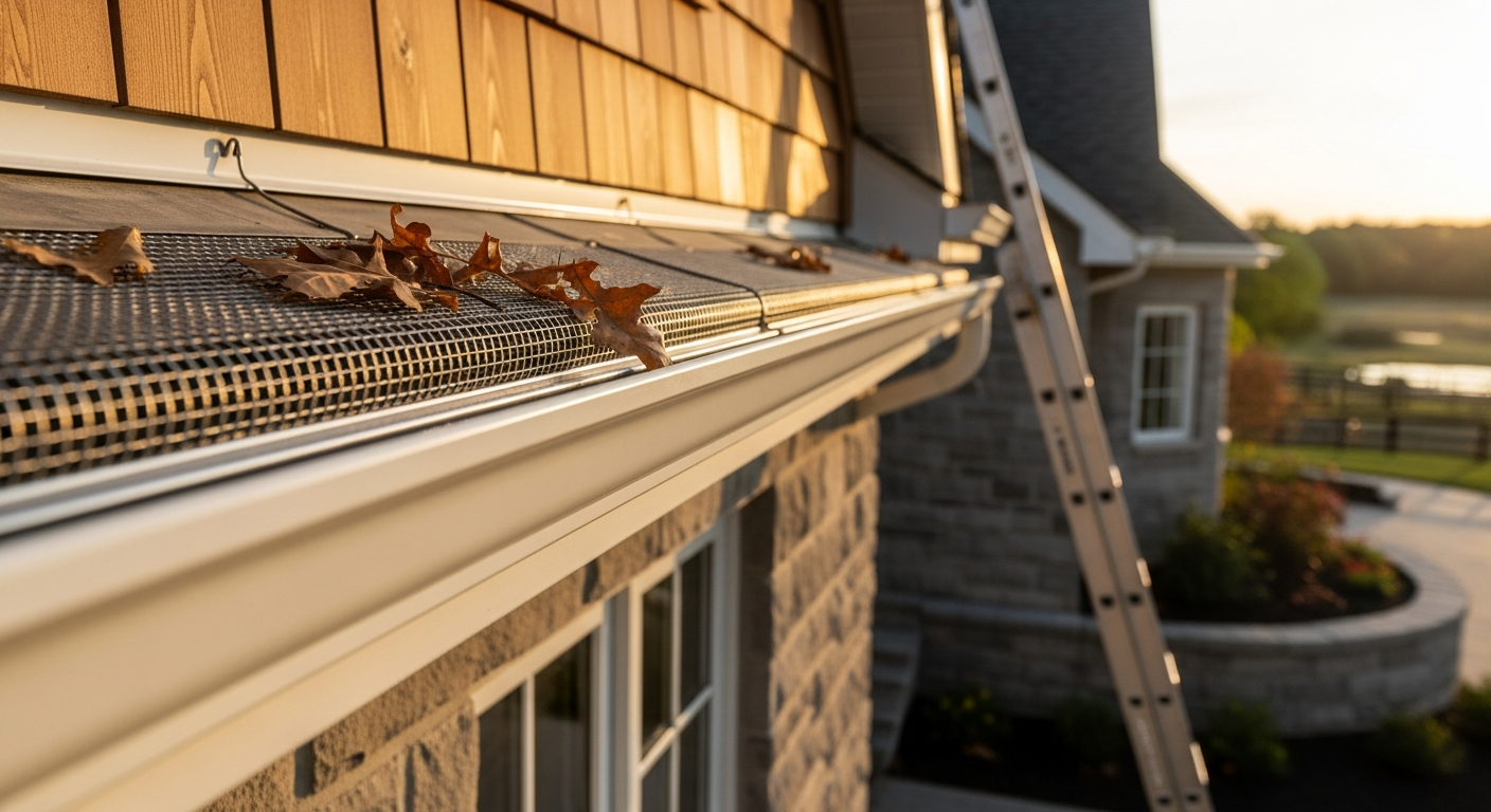 Close-up of professional gutter guard installation work delivered in King City