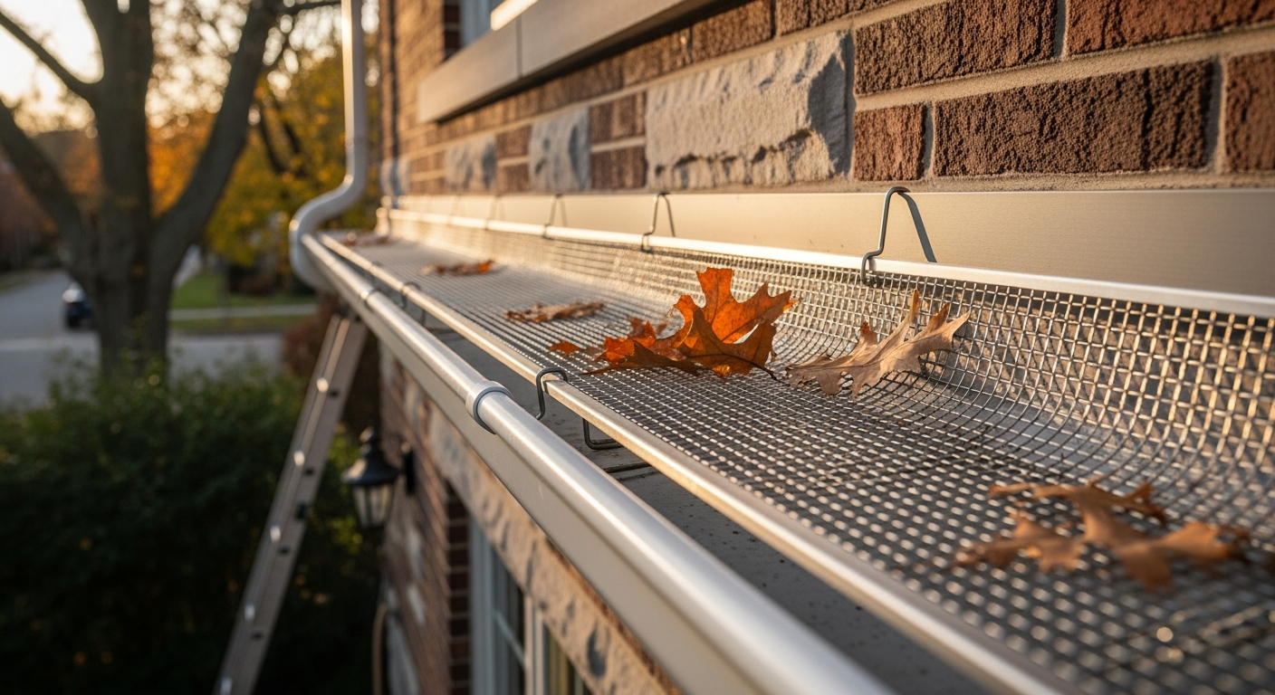 On-site gutter guard installation install detail at a North York property