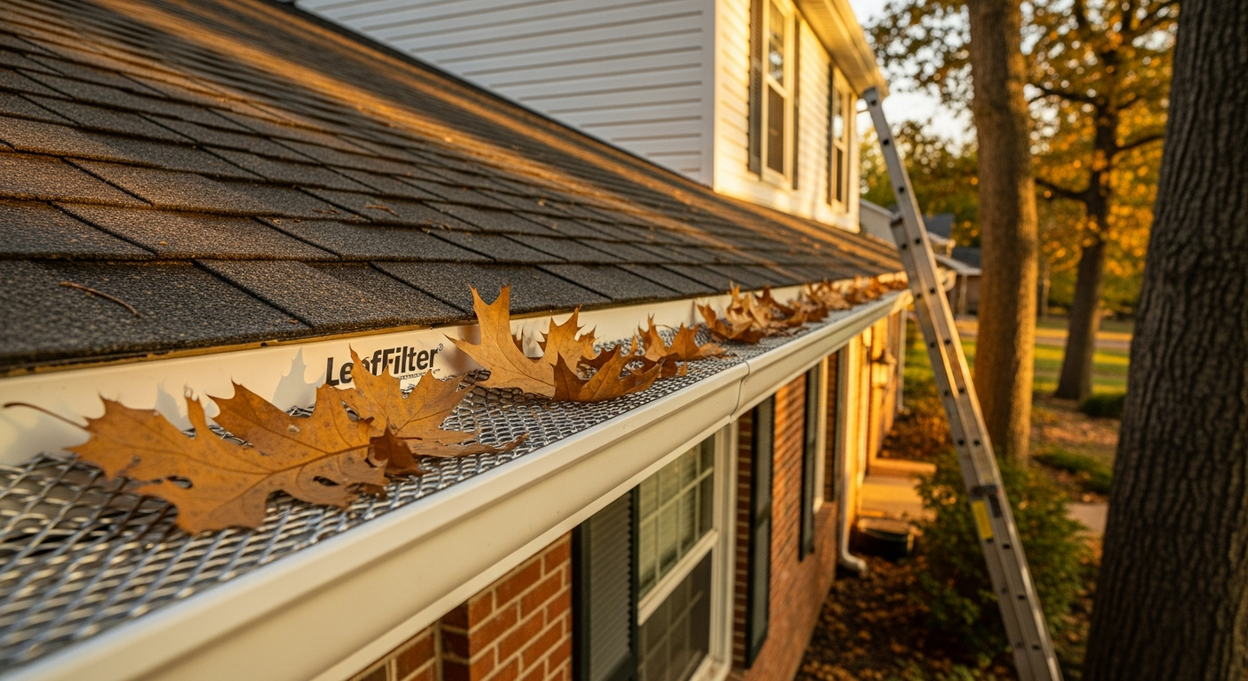 Completed gutter guard installation work showcasing finishing details in Pickering