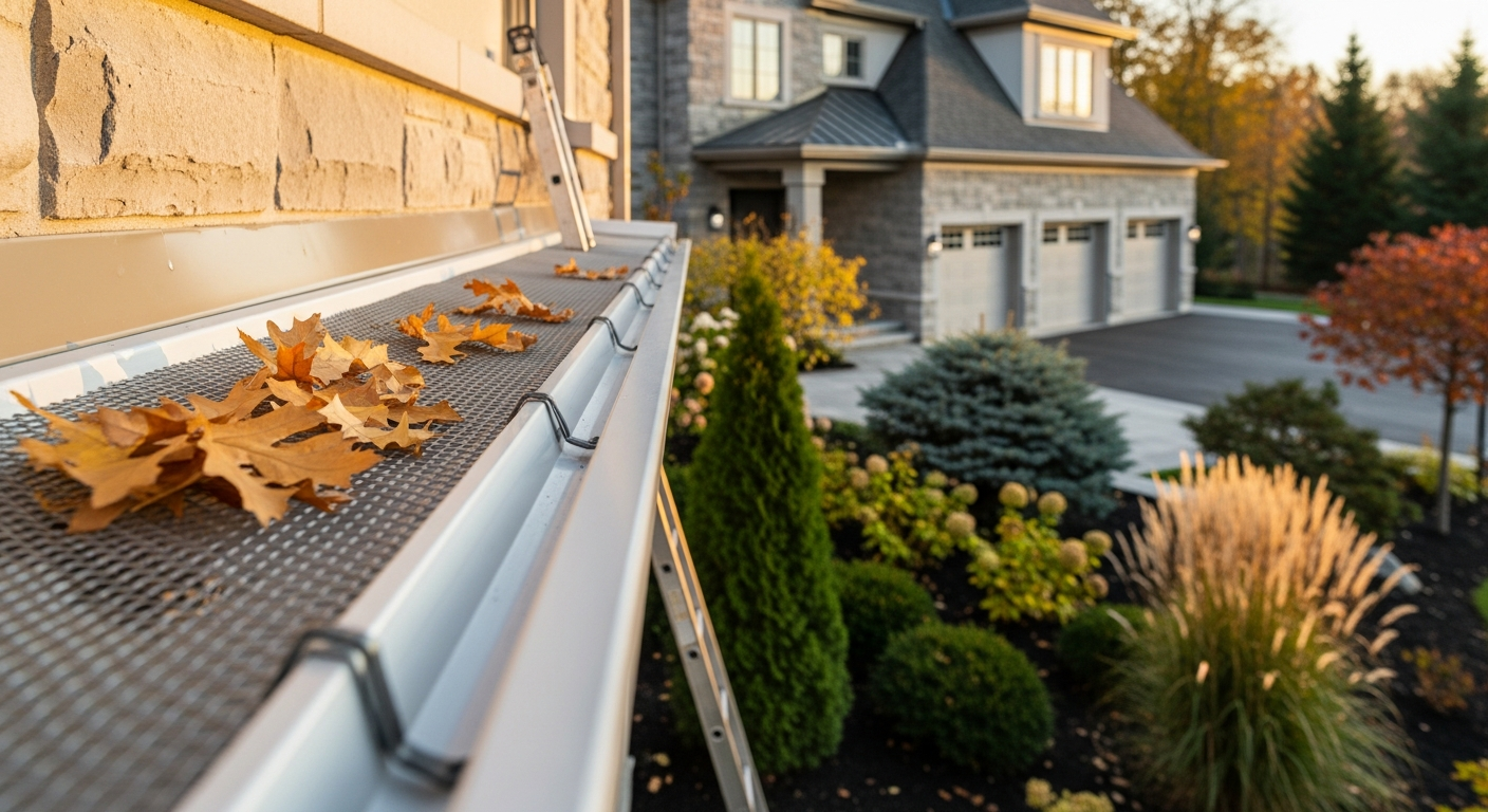 Gutter Guard Installation portfolio close-up from a Vaughan renovation by RenoHouse