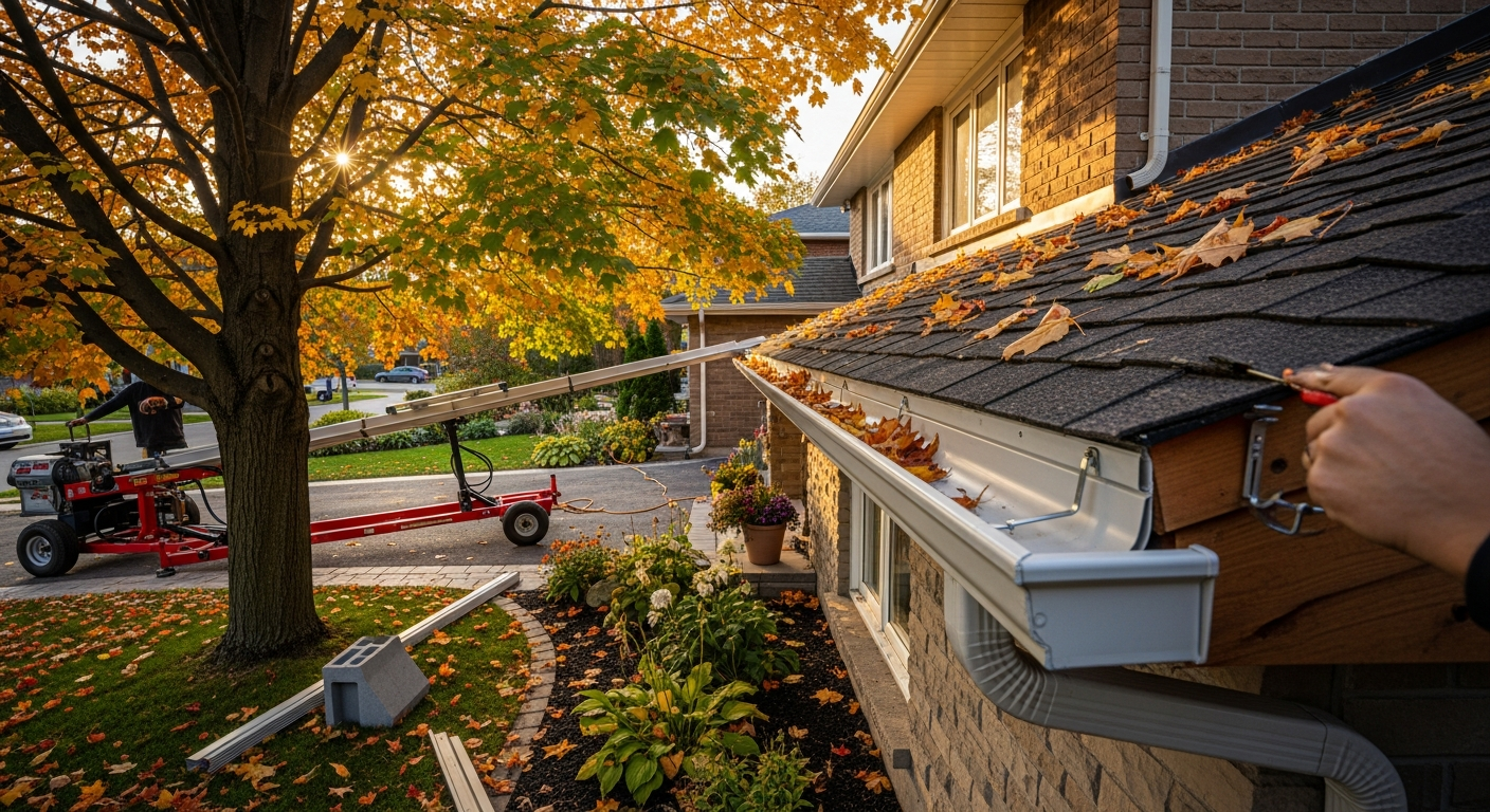 Recently completed gutter installation renovation in a Burlington home