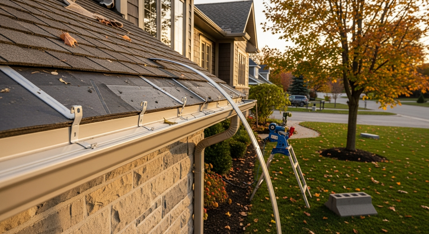 Recently completed gutter installation renovation in a Caledon home