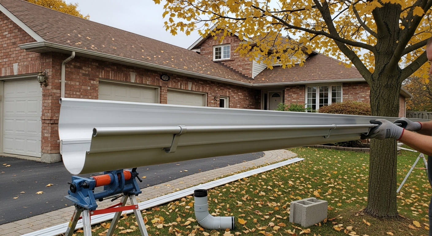Detail view of a gutter installation job finished in Clarington — expert craftsmanship