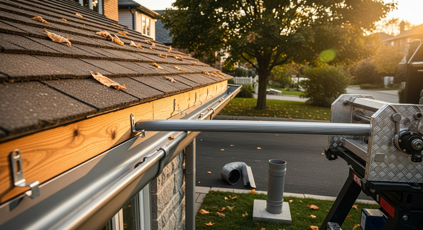 Recently completed gutter installation renovation in a King City home