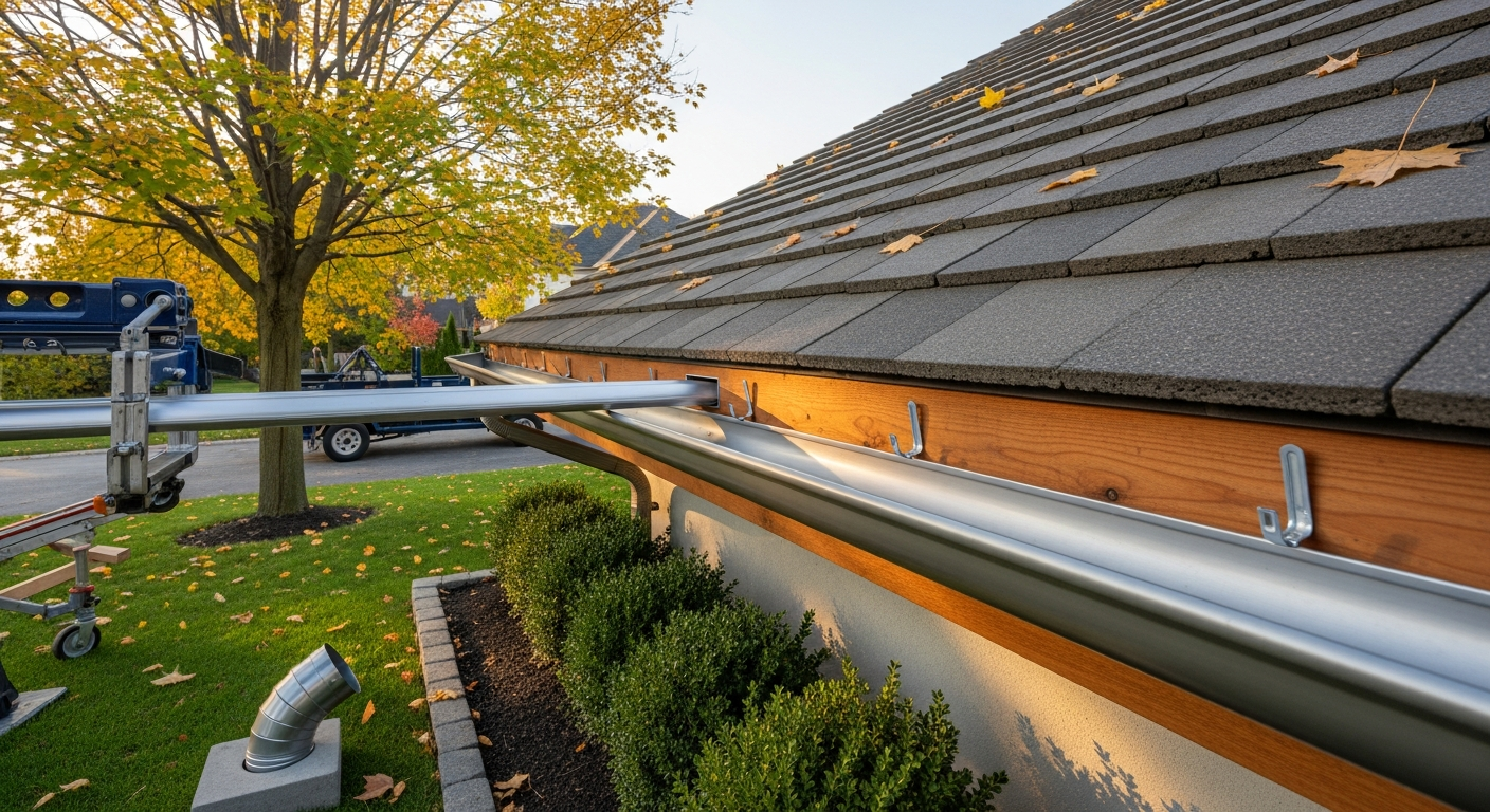Close-up of professional gutter installation work delivered in Markham
