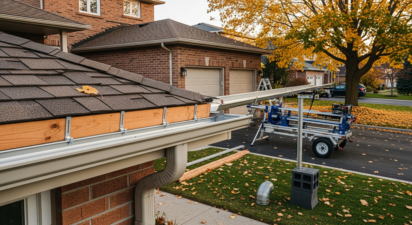 Final result of a gutter installation project at a Newmarket residence