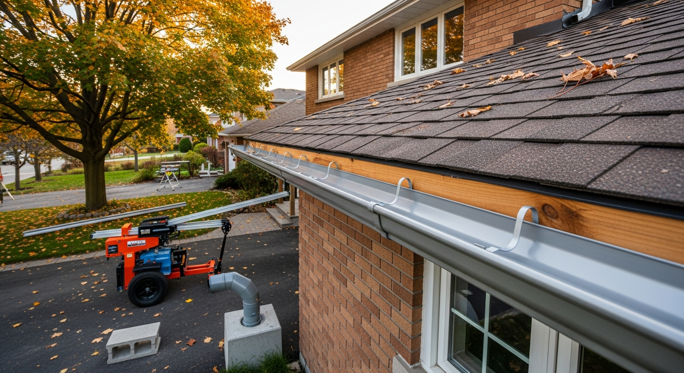 On-site gutter installation install detail at a Oshawa property