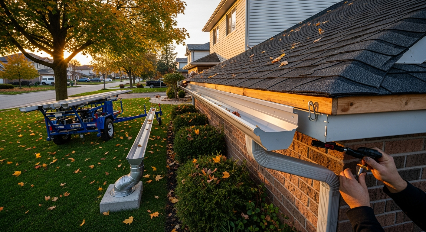 Final result of a gutter installation project at a Pickering residence