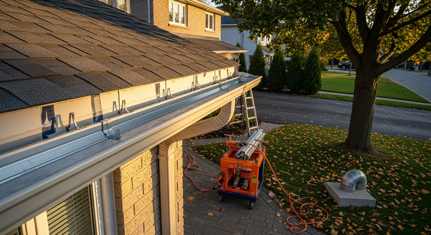 Recently completed gutter installation renovation in a Vaughan home