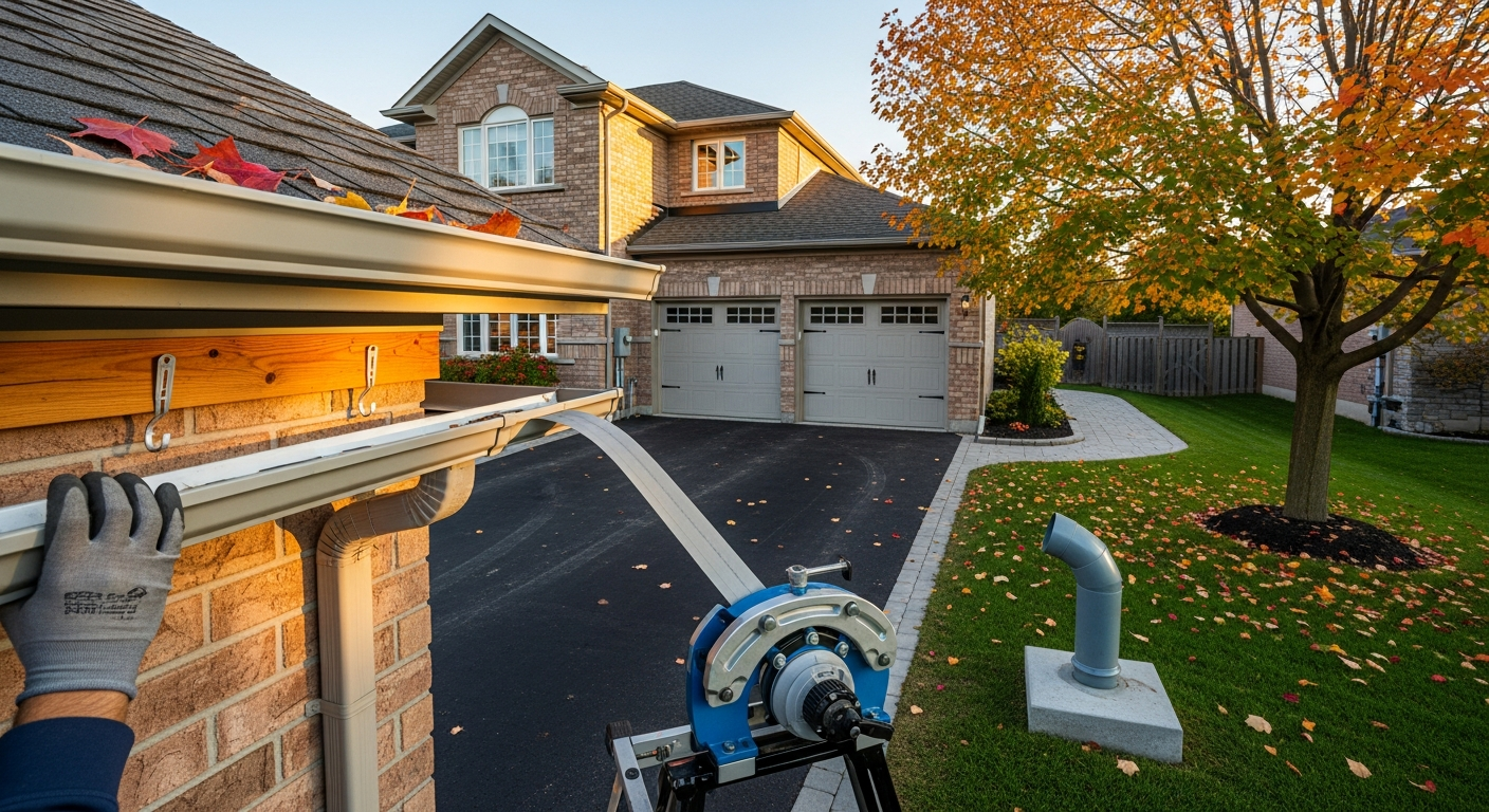 On-site gutter installation install detail at a Whitby property