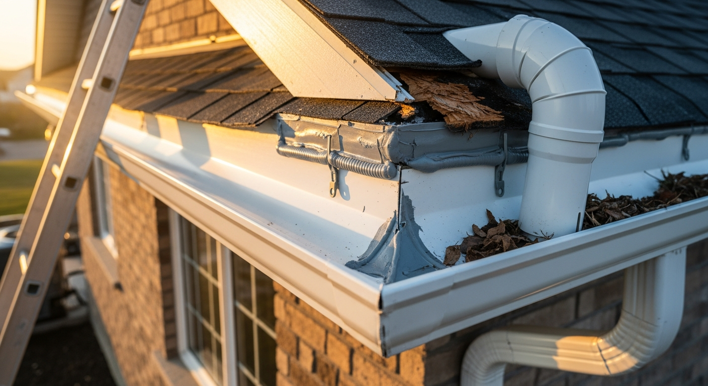 Gutter Repair portfolio close-up from a East Gwillimbury renovation by RenoHouse