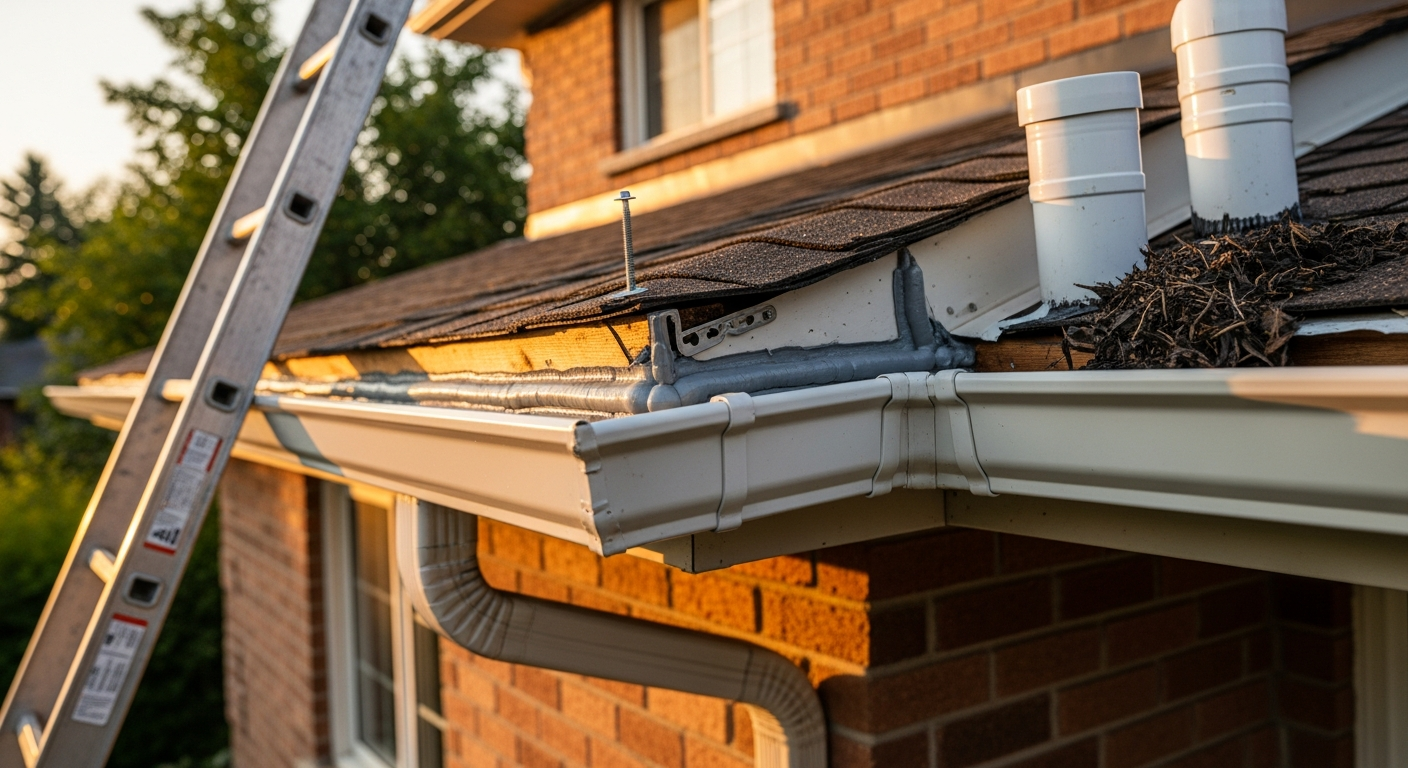 Gutter Repair portfolio close-up from a Newmarket renovation by RenoHouse