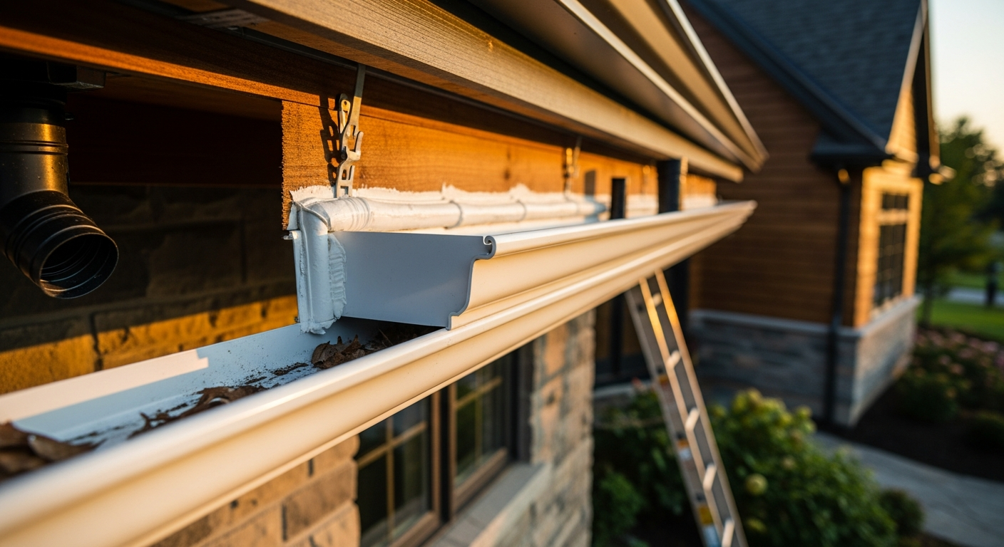 Recent Oakville-area gutter repair project — professional finish detail