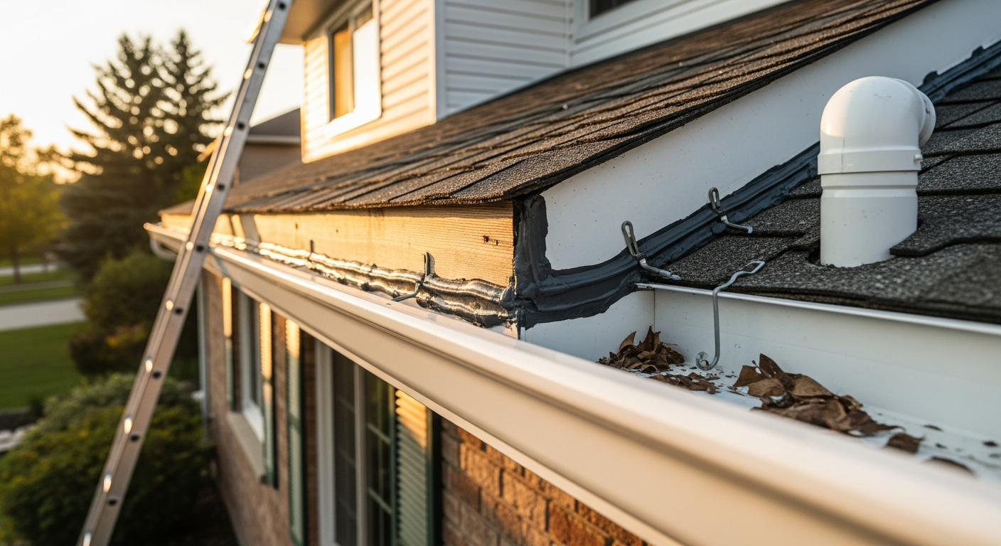 Gutter Repair portfolio close-up from a Pickering renovation by RenoHouse